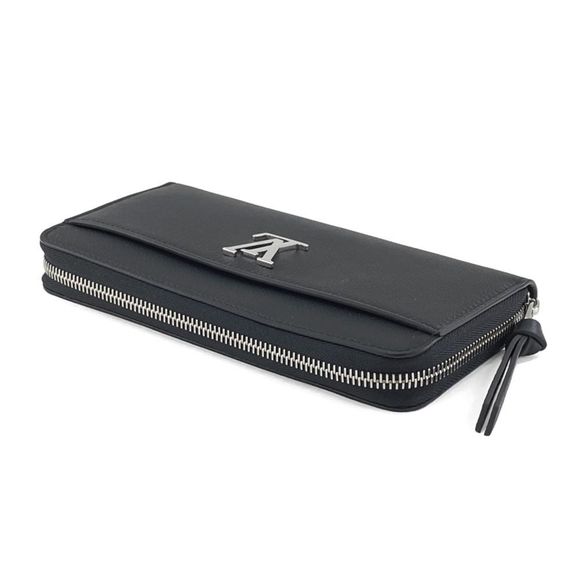 Louis Vuitton Long Wallet Round Zipper Zippy Lock Me Calf Leather Noir - Picture 3 of 6